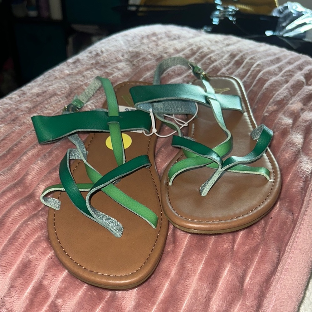Green strappy sandals